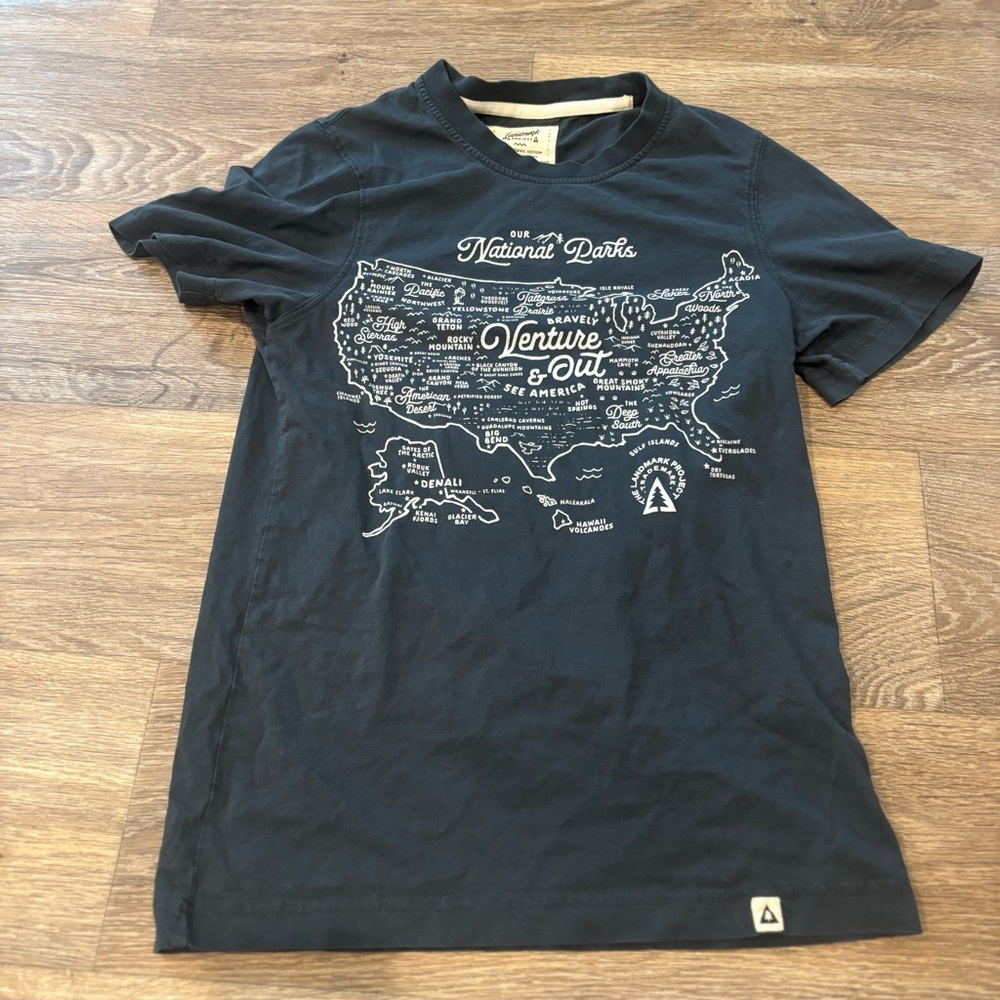 The Landmark Project National Parks Map Graphic T-Shirt Navy Blue Women’s XS